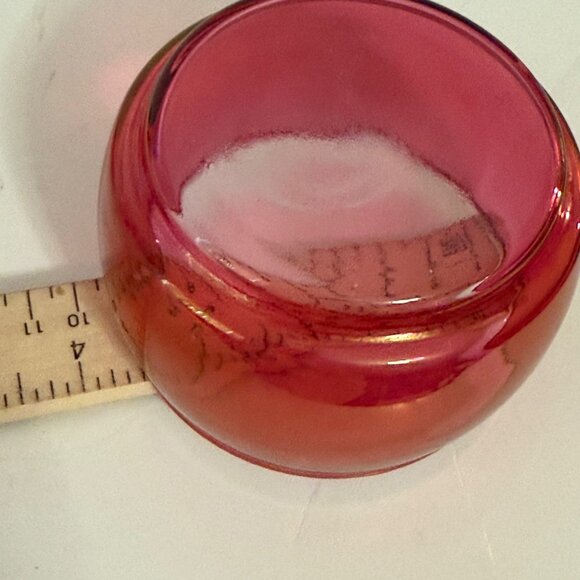 Vintage Imperial Cranberry Glass Jar With Dome Ombre Lid Apothecary Vanity Decor - Picture 16 of 16